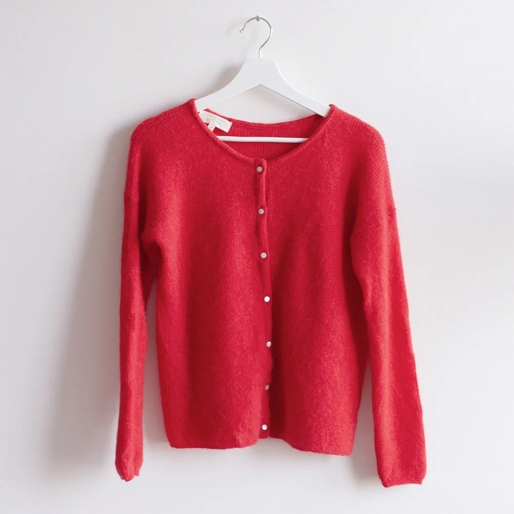 Sezane Red Gaspard Cardigan Sweater - Picture 2 of 4